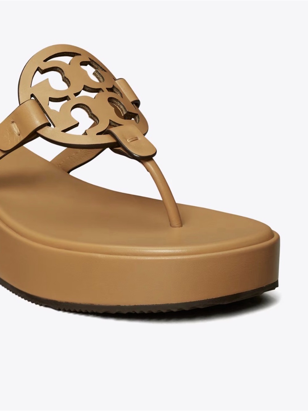 New Tory Burch Miller Leather Wedge Sandals in Walnut size 10 - Picture 9 of 11